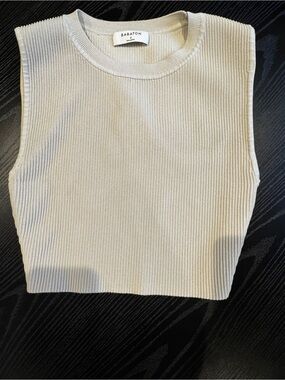 Babaton Cream Ribbed Crewneck Tank